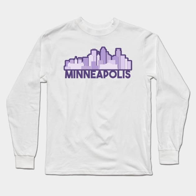 Purple Minneapolis Skyline Long Sleeve T-Shirt by sydneyurban